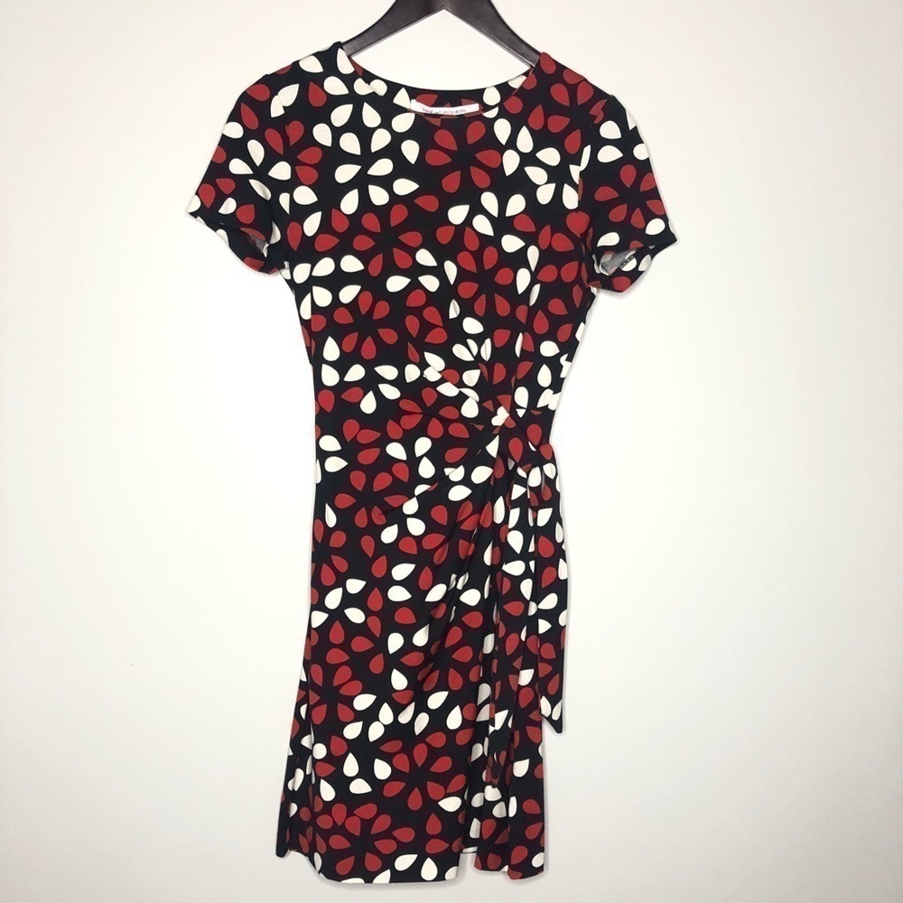 Diane Von Furstenberg DVF Zoe Silk Jersey Faux Wrap Dress in Petal Poppy